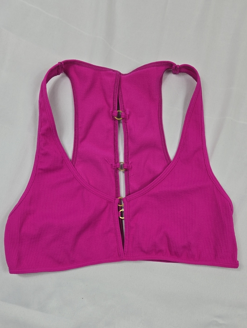 Intimately By Free People Magenta Ribbed Racerback Bralette with Gold Ring M/L
